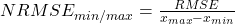 Normalized root mean square error min/max